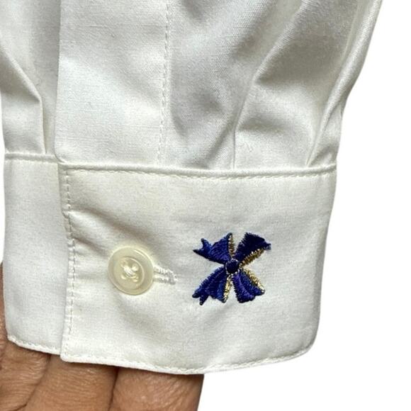 NWT Vintage Talbots White Button Up Shirt Embroidered Bow Neck Blouse Sz Medium - Picture 5 of 8